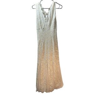 Jovani Women's Ivory Lace Embroidered Gown Sleeveless Formal Dress S